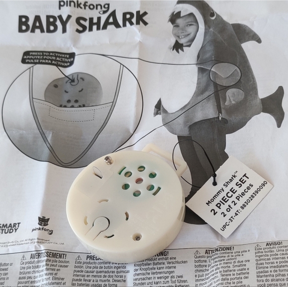 Rubies Costume Co. Inc. Pink Fong Yellow Baby Shark Halloween Costume Size 3T-4T - Picture 9 of 9